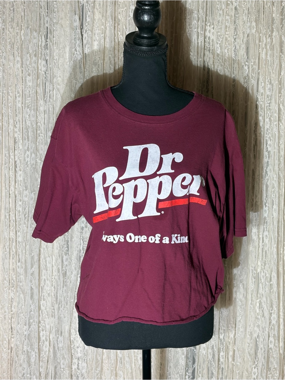 Dr Pepper Women's Crop Tee in Maroon